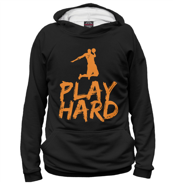 Мужское худи с изображением Play Hard цвета Белый