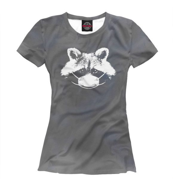 Женская футболка с изображением Masky Raccoon цвета Белый