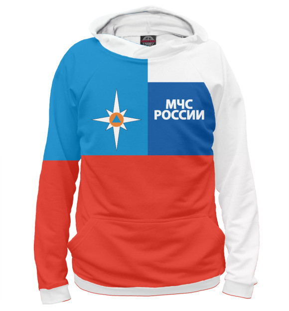 Женское худи с изображением МЧС РОССИИ цвета Белый