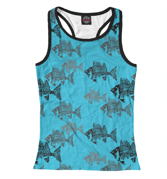 Женская майка-борцовка с изображением Рыбы косяками цвета Белый