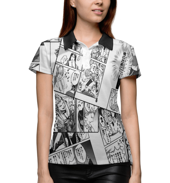 Женское поло с изображением Комикс аниме цвета Белый