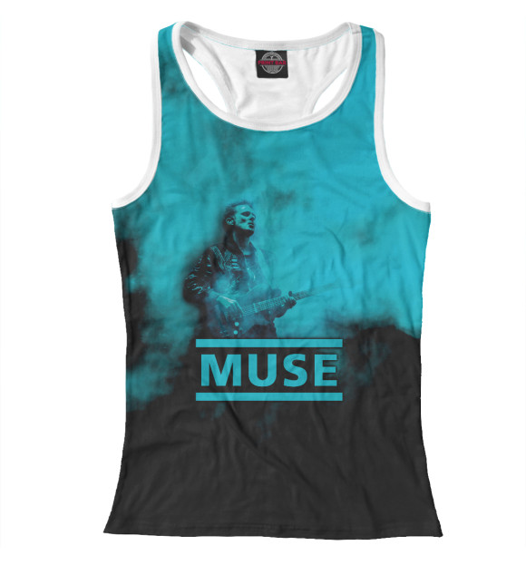 Женская майка-борцовка с притом Muse цвета Белый Женская майка-борцовка с изображением Muse цвета Белый