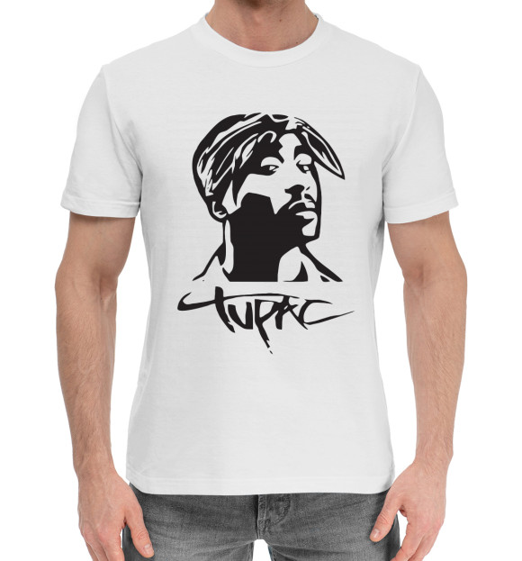 Мужская хлопковая футболка с изображением 2Pac цвета Белый