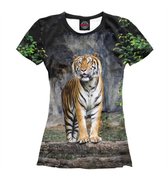 Женская футболка с изображением Тигр в Лесу цвета Белый