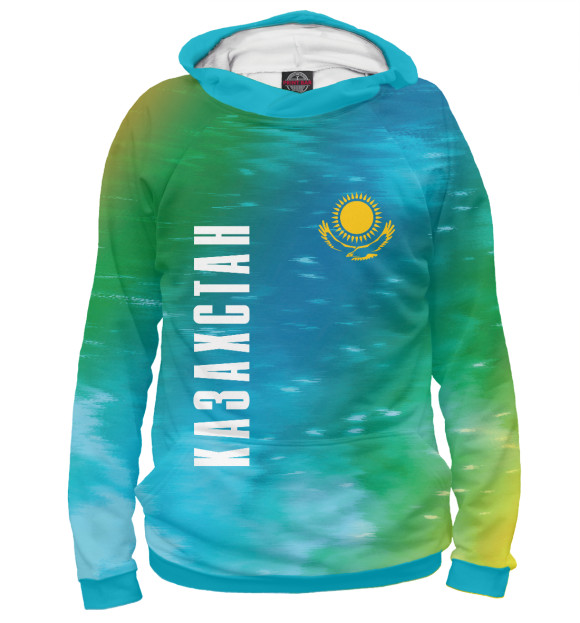 Женское худи с изображением Казахстан / Kazakhstan цвета Белый