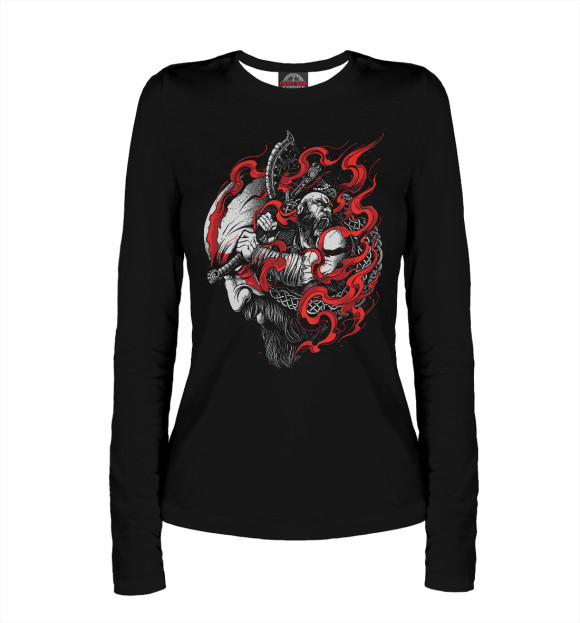 Женский лонгслив с изображением Воин цвета Белый