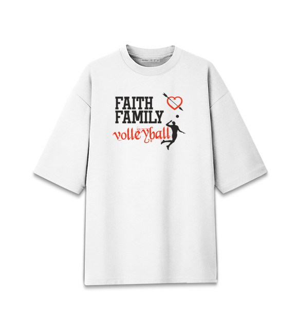 Мужская футболка оверсайз с изображением Волейбольная семья цвета Белый