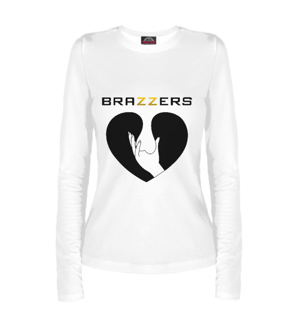 Женский лонгслив с изображением Brazzers цвета Белый