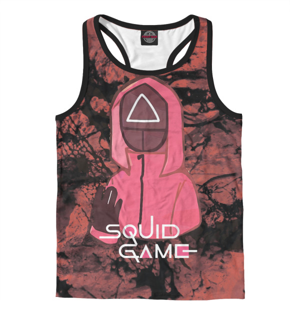 Мужская майка-борцовка с изображением Игра в кальмара цвета Белый