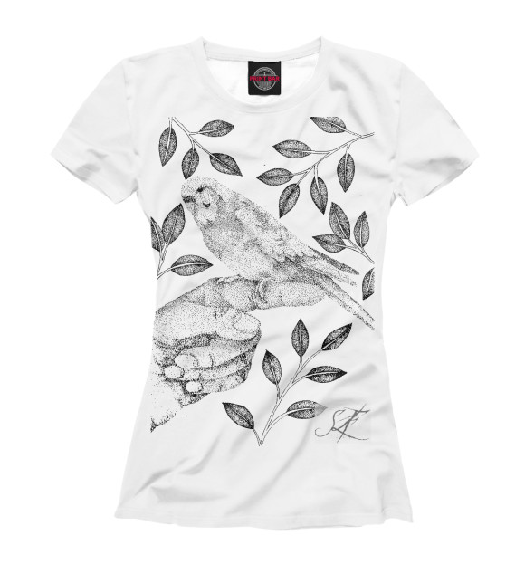 Женская футболка с изображением Попугай цвета Белый