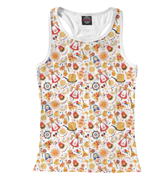 Женская майка-борцовка с изображением Масленица цвета Белый