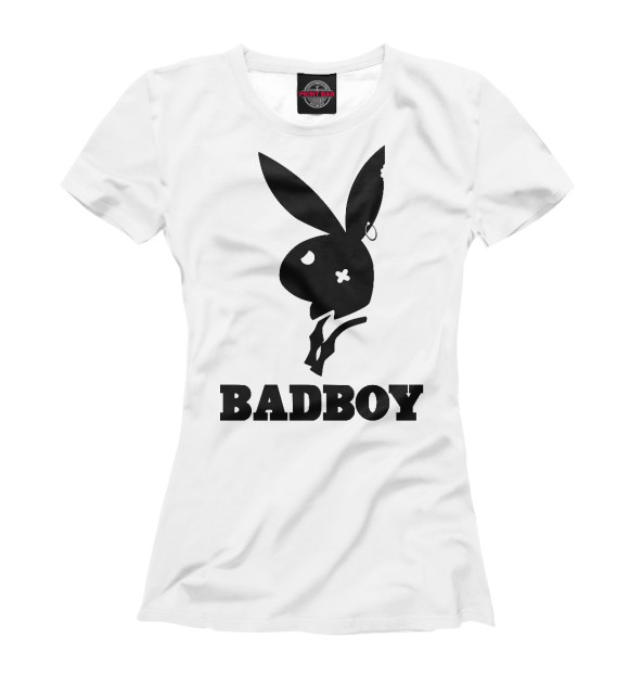 Футболка для девочек с изображением BADBOY цвета Белый