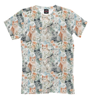 Мужская футболка Котята в цветах