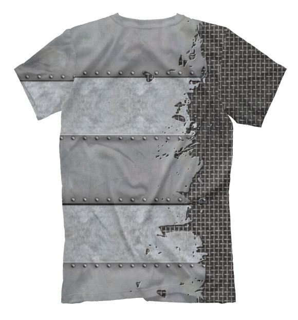 Мужская футболка с изображением Бес Полезный (металлические пластины) цвета Белый