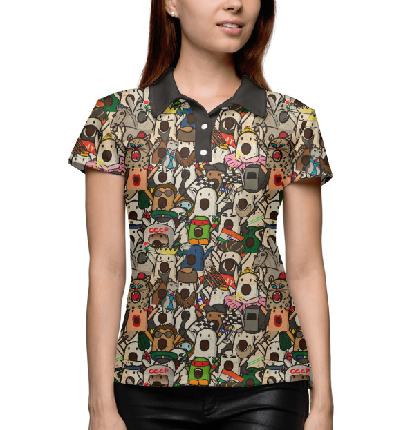 Женское поло с изображением Ничоси цвета Белый