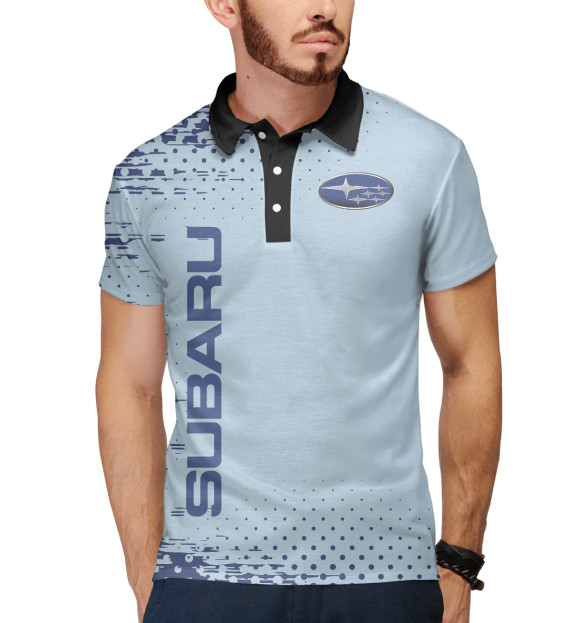 Мужское поло с изображением Subaru цвета Белый