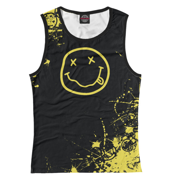 Женская майка с притом Nirvana цвета Белый Женская майка с изображением Nirvana цвета Белый