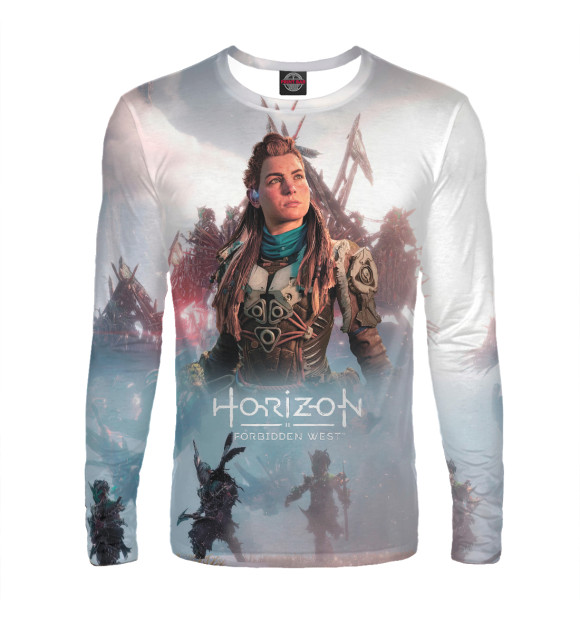 Мужской лонгслив с изображением Horizon Zero Aloy цвета Белый