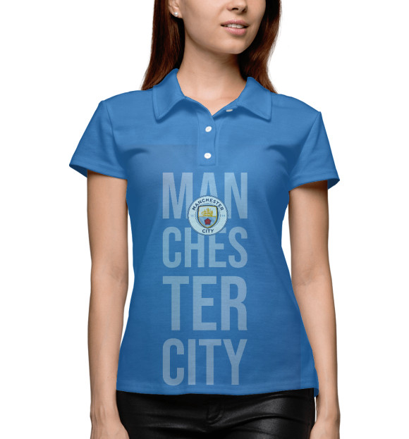Женское поло с изображением Manchester City Team цвета Белый