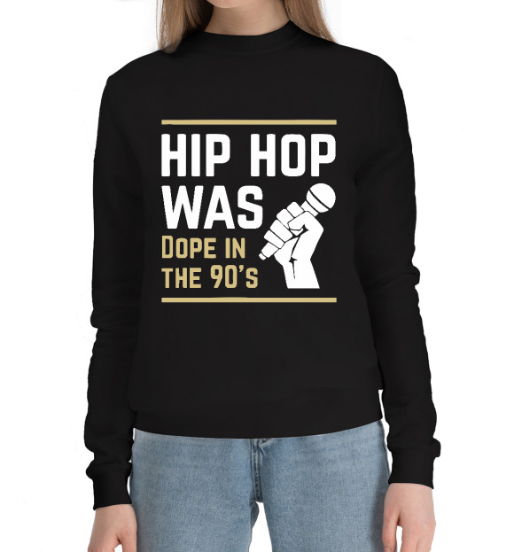 Женский хлопковый свитшот с изображением Dope Hip Hop цвета Черный