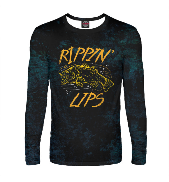 Мужской лонгслив с изображением Funny Fishing Rippin Lips цвета Белый