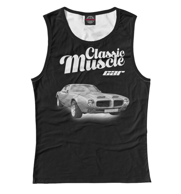 Женская майка с изображением Classic muscle car (черный фон) цвета Белый