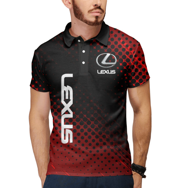 Мужское поло с изображением Lexus Лексус цвета Белый