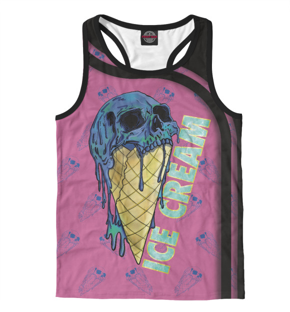Мужская майка-борцовка с изображением Skull Ice Cream цвета Белый