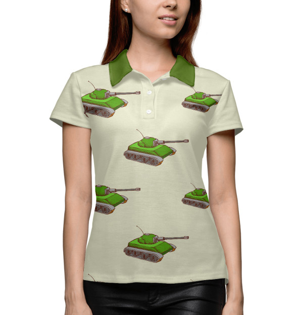 Женское поло с изображением Танчики цвета Белый