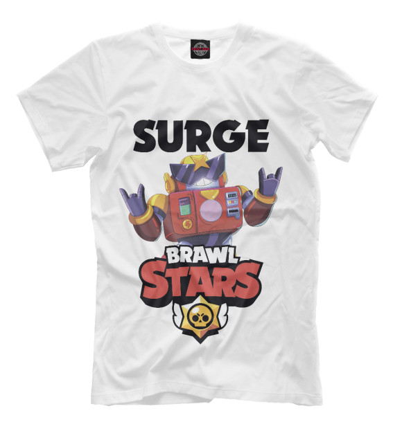 Мужская футболка с изображением Brawl Stars SURGE цвета Белый