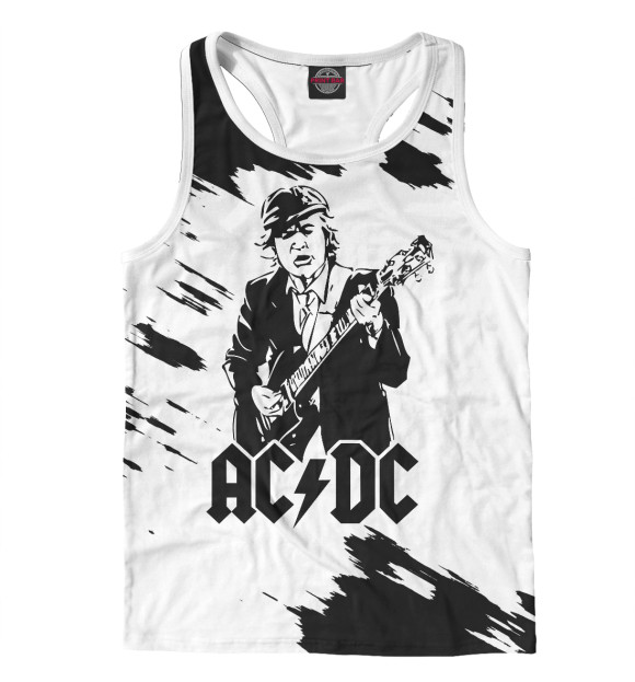 Мужская майка-борцовка с изображением AC/DC цвета Белый