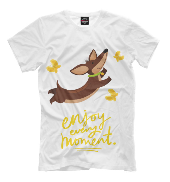Мужская футболка с изображением Enjoy every moment цвета Белый