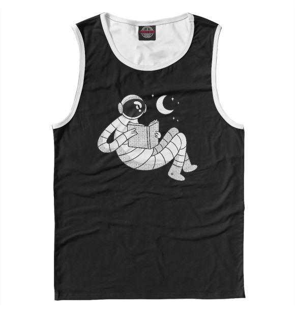 Мужская майка с изображением Читающий астронавт цвета Белый
