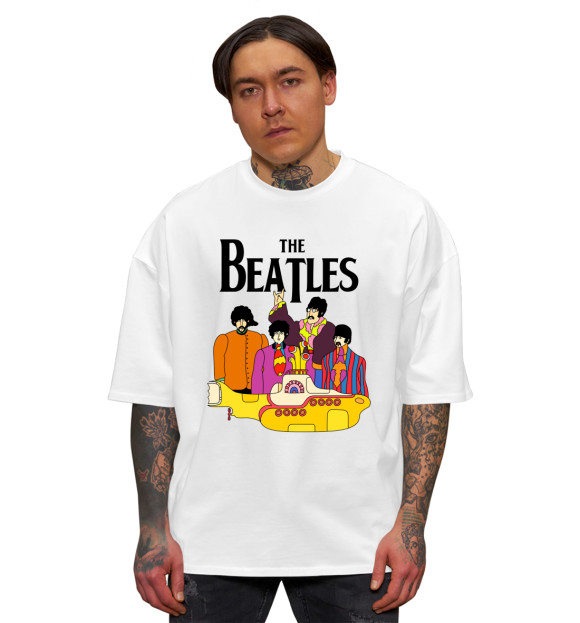 Мужская футболка оверсайз с изображением The Beatles цвета Белый