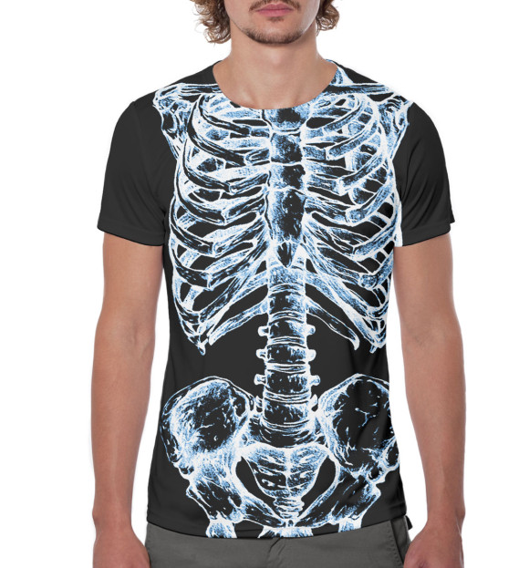 Мужская футболка с изображением Скелет цвета Белый