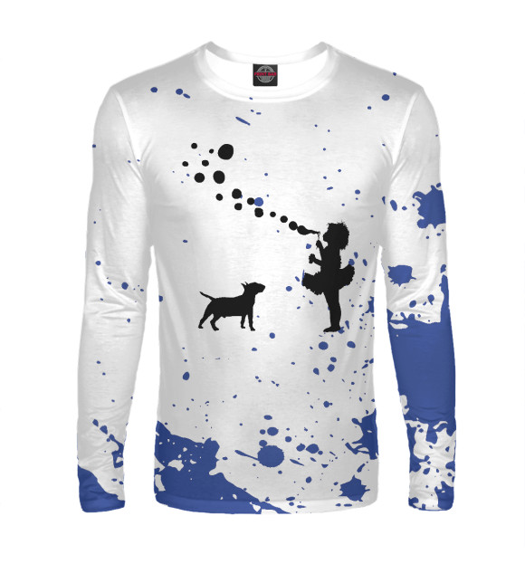 Мужской лонгслив с изображением Miniature Bull Terrier цвета Белый