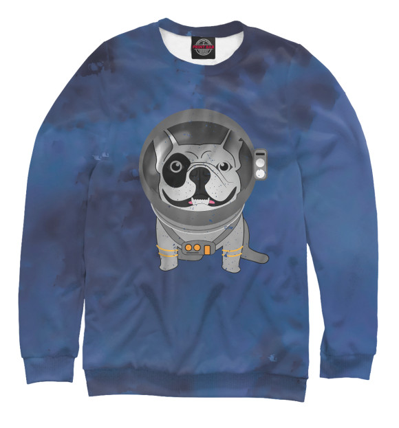 Женский свитшот с изображением French Bulldog Astronaut цвета Белый
