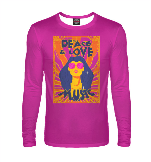 Мужской лонгслив с изображением Peace adn love цвета Белый