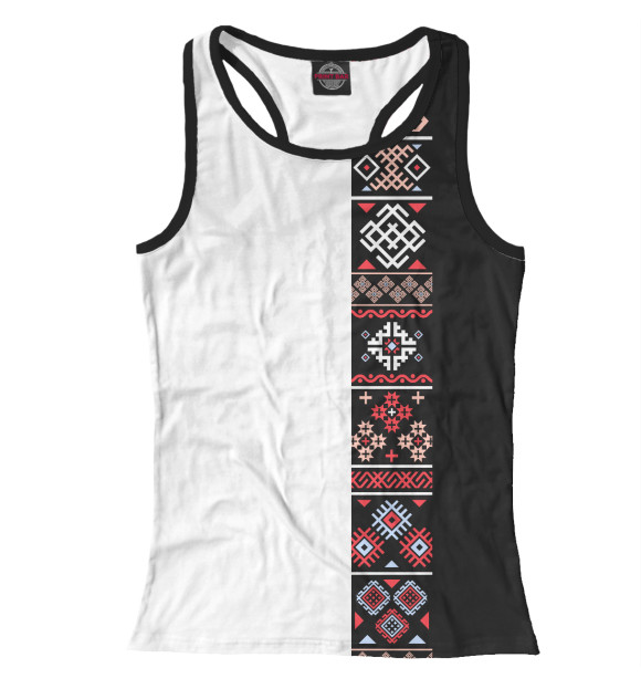 Женская майка-борцовка с изображением Славянские символы защиты цвета Белый