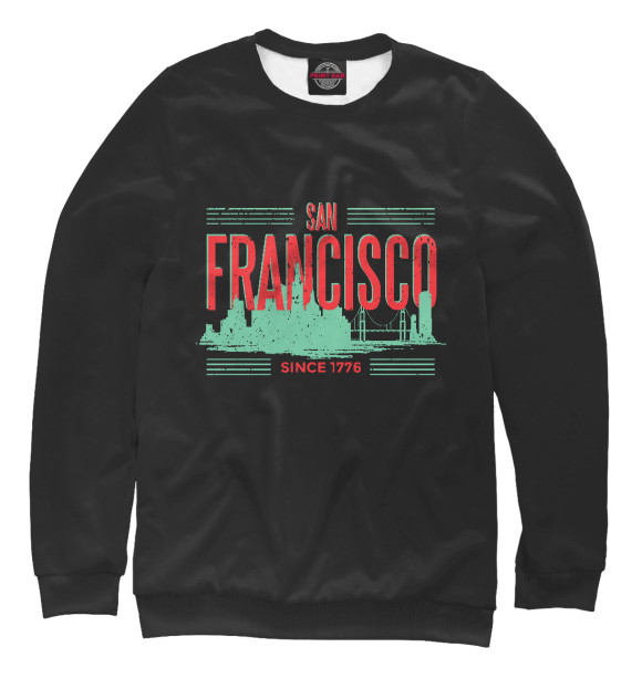 Мужской свитшот с изображением San Francisco 1776 цвета Белый