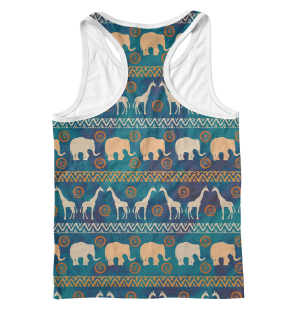 Мужская майка-борцовка с изображением Слоны и жирафы цвета Белый