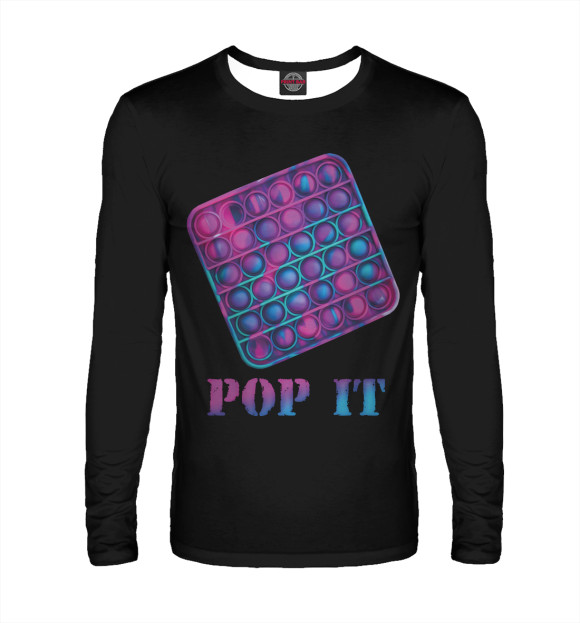 Мужской лонгслив с изображением Pop it цвета Белый