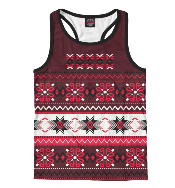 Мужская майка-борцовка с изображением Снежинки бордо цвета Белый