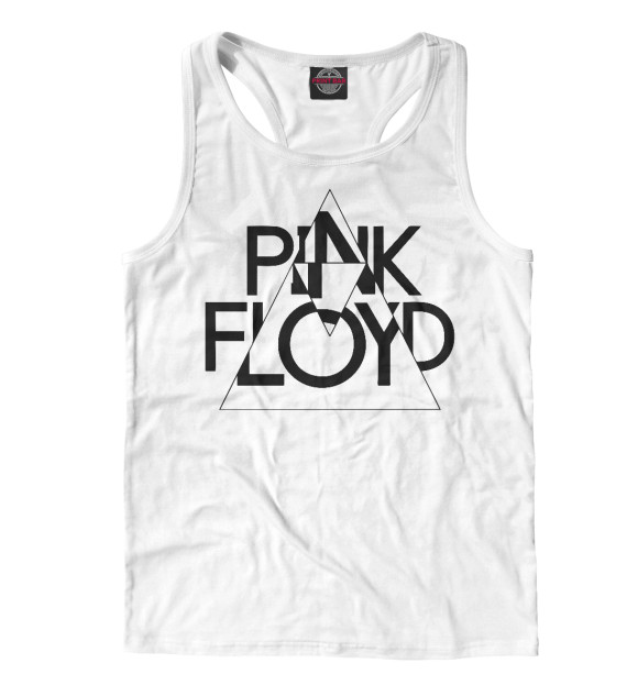 Мужская майка-борцовка с изображением Pink Floyd черный логотип цвета Белый