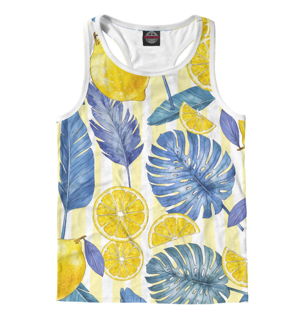 Мужская майка-борцовка с изображением Монстера и лимоны цвета Белый