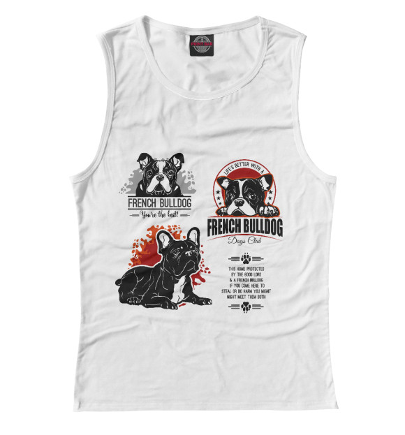 Майка для девочки с изображением Французский бульдог цвета Белый
