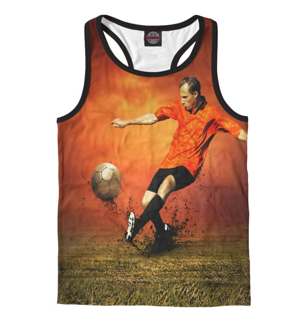 Мужская майка-борцовка с изображением Футболист цвета Белый