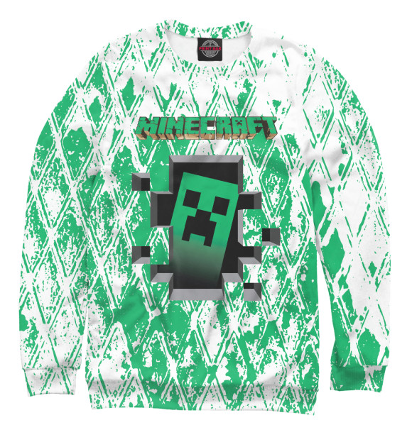 Женский свитшот с изображением Minecraft цвета Белый