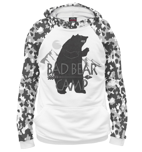 Мужское худи с изображением Bad Bear camp цвета Белый