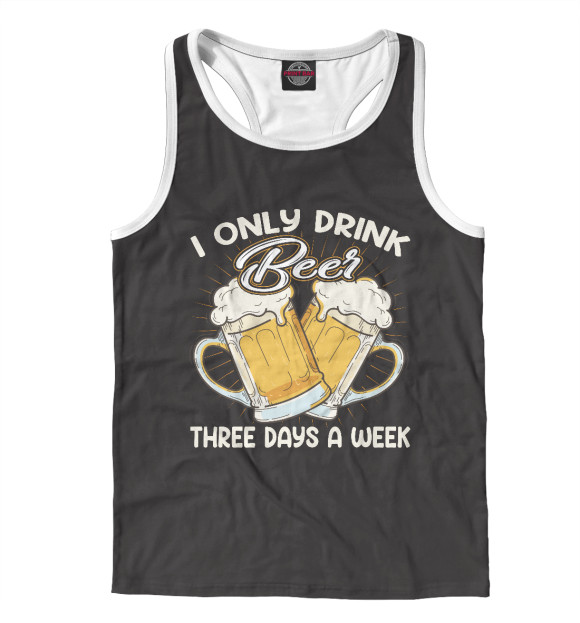 Мужская майка-борцовка с изображением Я только пью пиво! цвета Белый